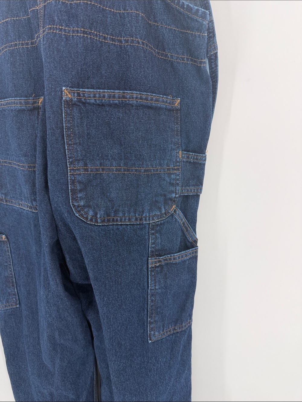 Vintage Carhartt Baggy Denim Overalls Y2K Utility Carpenter 14x28 Best 8/10 - Picture 5 of 11